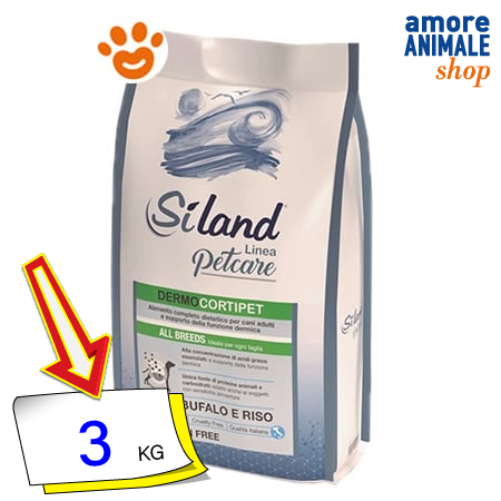 Siland Dog Dermocortipet All Breeds Bufalo e Riso Cibo Secco Cani 3 Kg: 1 → Sacco da 3 kg/SIT000076603 img