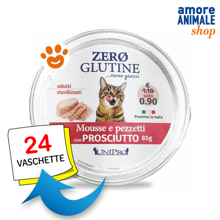 Unipro Mousse e Pezzetti al Prosciutto per Gatti - 85 g, Singola img 2
