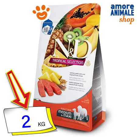 Farmina N&D Tropical Selection Adult Medium/Maxi Salmone Crocchette cane - 10 kg img 1