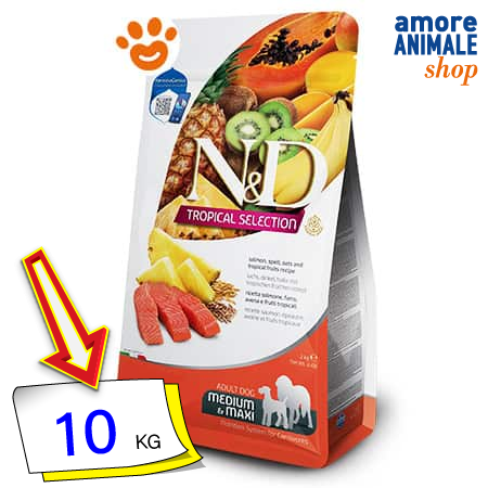 Farmina N&D Tropical Selection Adult Medium/Maxi Salmone Crocchette cane - 10 kg img 2