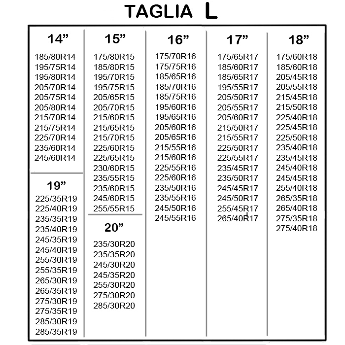 Calze da Neve per auto Omologate EN 16662-1 per Pneumatici Tg XS S M L XL XXL
