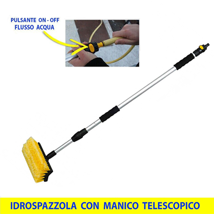 Spazzola per lavaggio auto con manico telescopico a doppia testa, mocio flessibile rotante per la pulizia di roulotte, furgoni, camion, barca, camper, tettuccio in microfibra per parabrezza dell'auto
