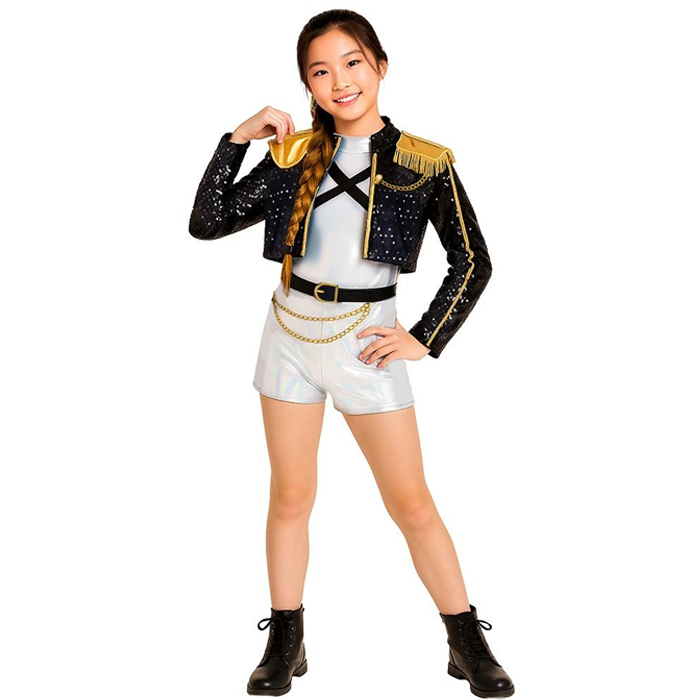 Costume Carnevale Bambina K-Pop Cacciatrice Di Demoni – Vestito Cosplay Con Giacca, Top E Pantaloncino, Taglie Da 4 A 14 Anni