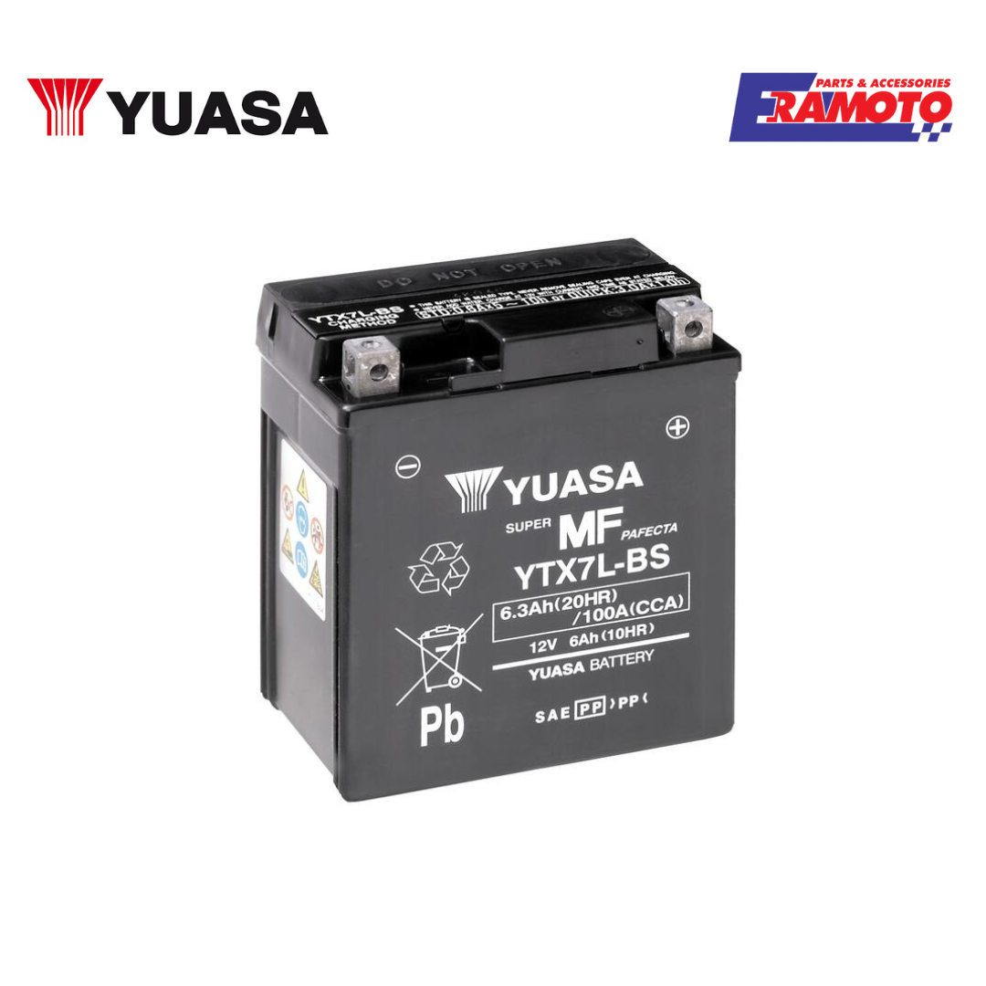 Yuasa YTX7L-BS Maintenance-Free Battery - 12V 6Ah For Honda SH125, SH150 & Other Scooters