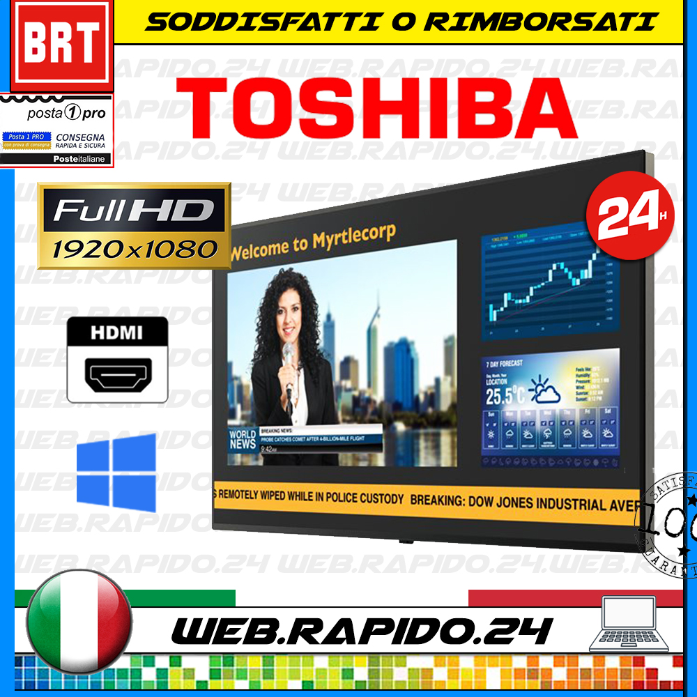 PC MONITOR SCHERMO TOSHIBA 50" POLLICI HDMI VGA LED FULL HD NERO + BOX 42 32 24 PC MONITOR SCHERMO TOSHIBA 50" POLLICI HDMI VGA LED FULL HD NERO + BOX 42 32 24